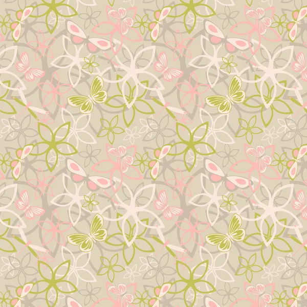 Floral vlinder abstracte achtergrond, naadloze — Stockvector