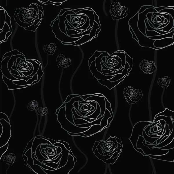 Floral roos achtergrond, naadloze — Stockvector