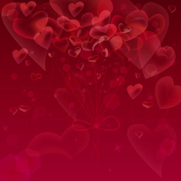 Röda hjärtan bubblor abstrakt bakgrund — Stock vektor