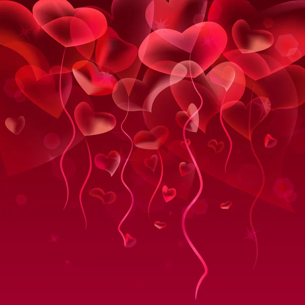 Coeurs rouges bulles fond abstrait — Image vectorielle