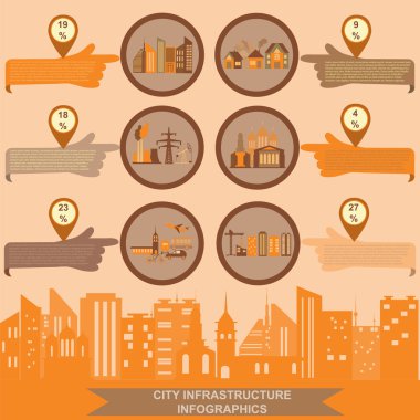 dizi öğelerini altyapı şehir, vektör infographics
