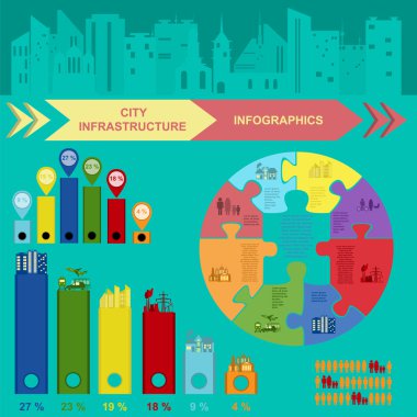 dizi öğelerini altyapı şehir, vektör infographics