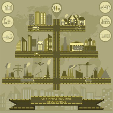 dizi öğelerini altyapı şehir, vektör infographics