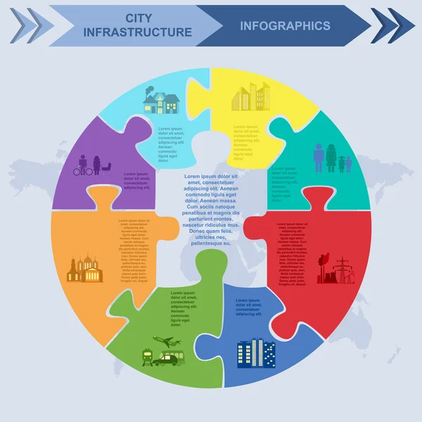 Set di elementi infrastruttura città, infografica vettoriale — Vettoriale Stock