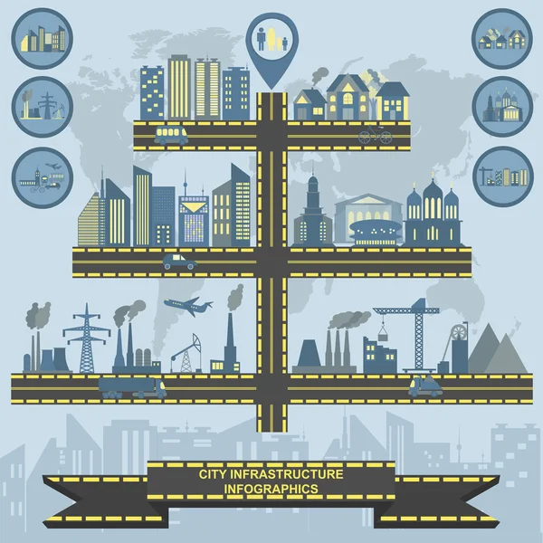 Σύνολο στοιχείων υποδομής πόλη, διάνυσμα infographics — Διανυσματικό Αρχείο