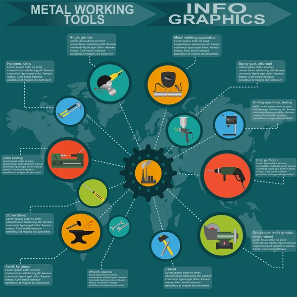 Jeu d'outils de travail des métaux Infographies — Image vectorielle