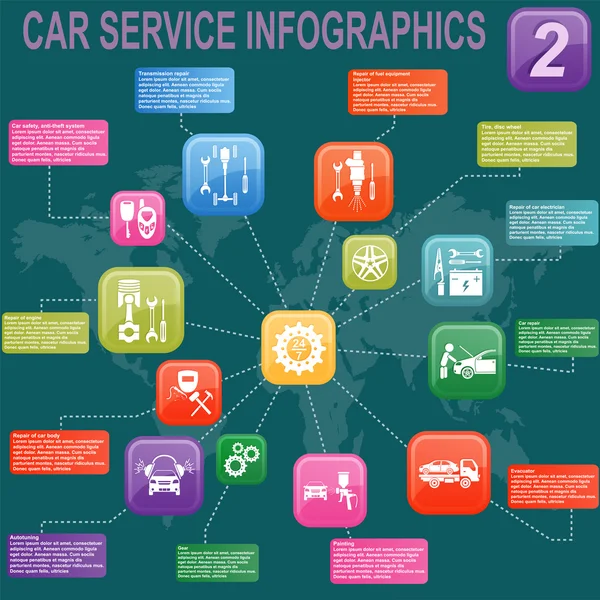 Servizio auto, riparazione Infografica — Vettoriale Stock