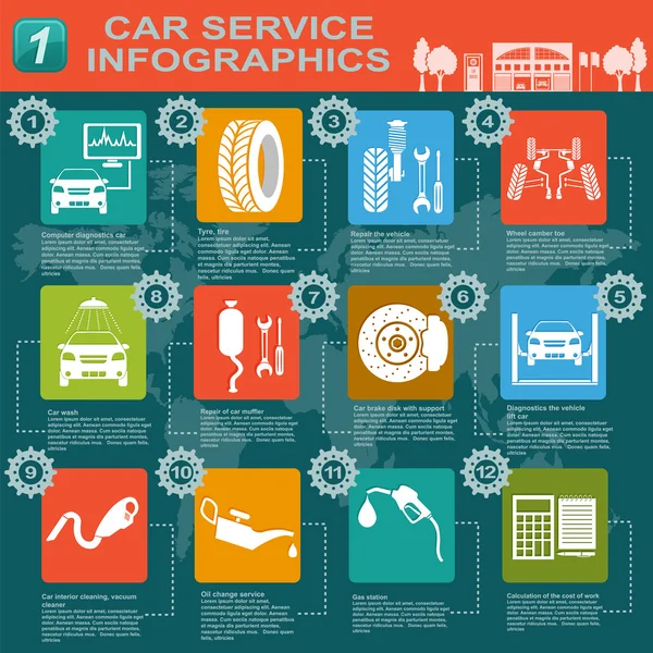 Service de voiture, réparation Infographies — Image vectorielle
