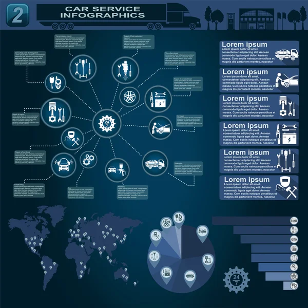 Serviço de carro, reparação Infográficos — Vetor de Stock