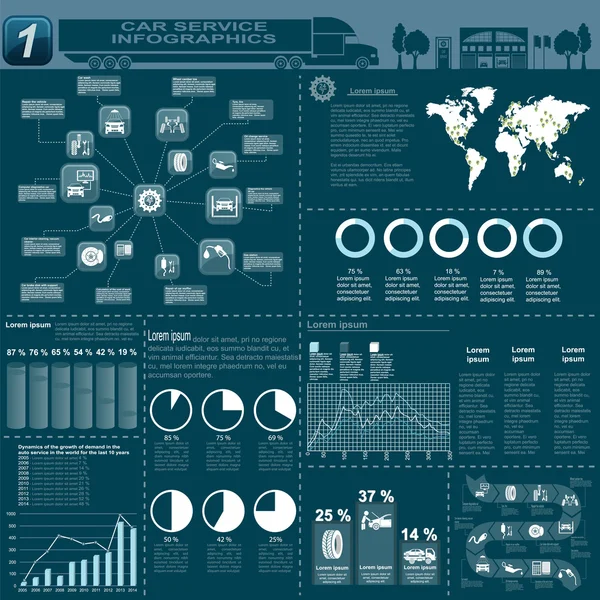 Servicio de coches, reparación de infografías — Vector de stock