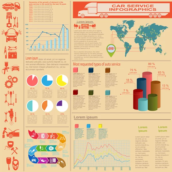 Autoservis, opravy infografika — Stockový vektor