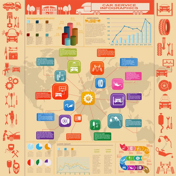 Car service, repair Infographics — Stock Vector