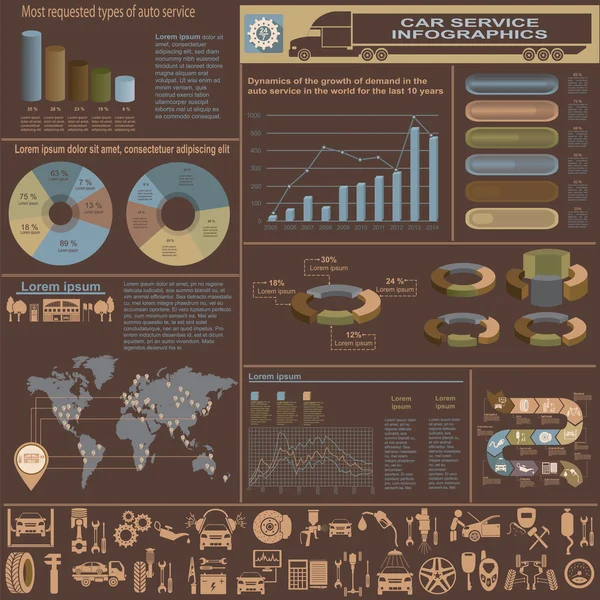 Serviço de carro, reparação Infográficos — Vetor de Stock