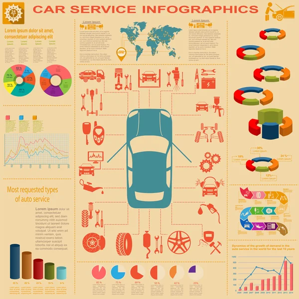 Serviço de carro, reparação Infográficos — Vetor de Stock