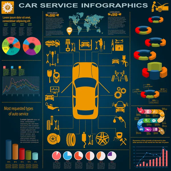 Autoservice, Reparatur-Infografiken — Stockvektor