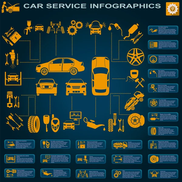 Serviço de carro, reparação Infográficos — Vetor de Stock