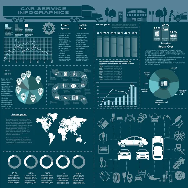 Autoservis, opravy infografika — Stockový vektor