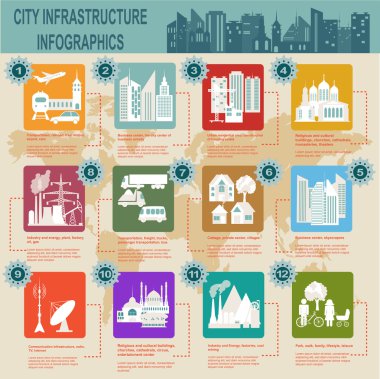 dizi öğelerini altyapı şehir, vektör infographics
