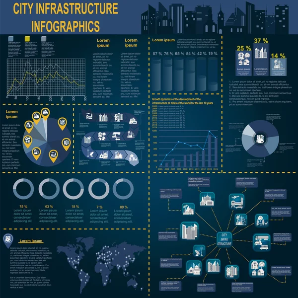 Set di elementi infrastruttura città, infografica vettoriale — Vettoriale Stock