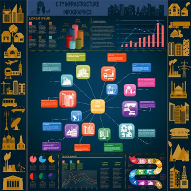 dizi öğelerini altyapı şehir, vektör infographics