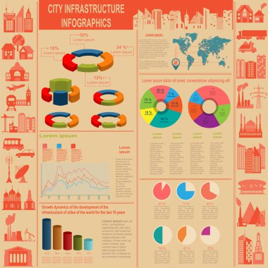 dizi öğelerini altyapı şehir, vektör infographics