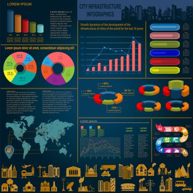 dizi öğelerini altyapı şehir, vektör infographics