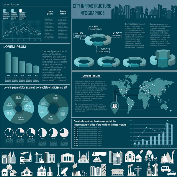 Uppsättning element infrastruktur staden, vektor infographics — Stock vektor