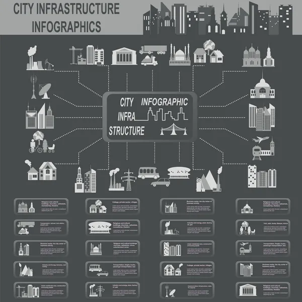 dizi öğelerini altyapı şehir, vektör infographics