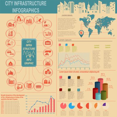 dizi öğelerini altyapı şehir, vektör infographics