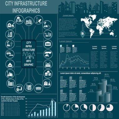 dizi öğelerini altyapı şehir, vektör infographics
