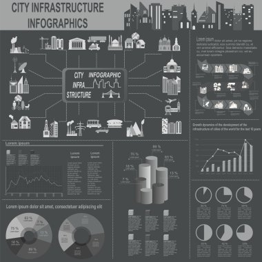 dizi öğelerini altyapı şehir, vektör infographics