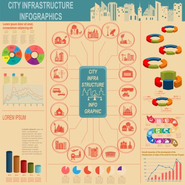 öğeleri altyapı şehir, vektör infographics ayarlayın. illust