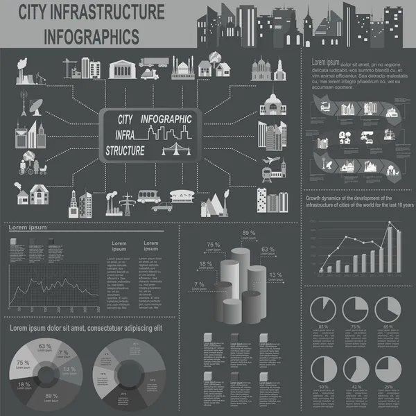 Uppsättning element infrastruktur staden, vektor infographics — Stock vektor