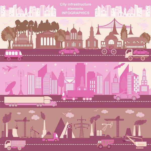 Set of modern city elements for creating your own maps of the ci — Stock Vector