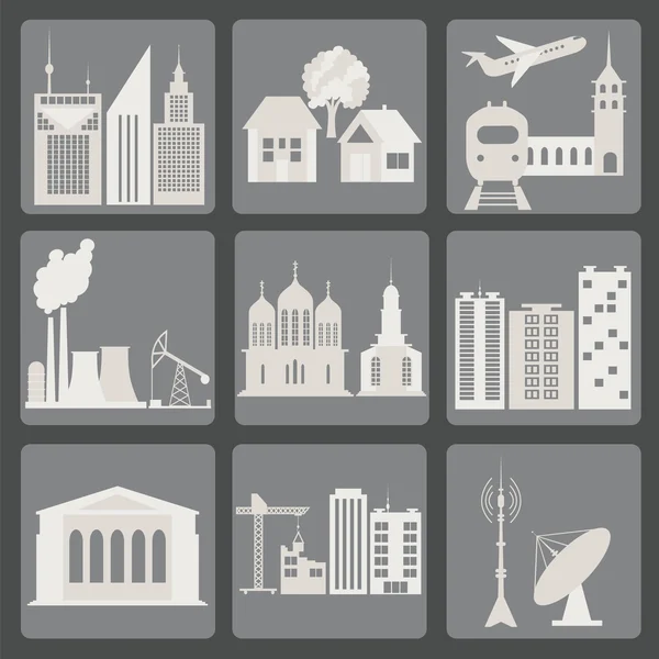 Conjunto de iconos ciudad infraestructura — Vector de stock