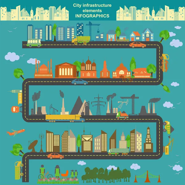 Conjunto de elementos modernos de la ciudad para crear sus propios mapas de la ci — Archivo Imágenes Vectoriales