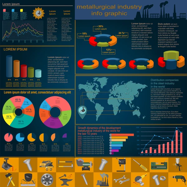 Verzameling elementen en instrumenten van metallurgische industrie voor het maken van — Stockvector