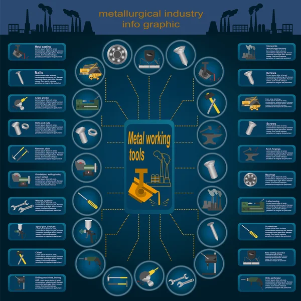 Σύνολο στοιχείων και τα εργαλεία της μεταλλουργικής βιομηχανίας για τη δημιουργία — Διανυσματικό Αρχείο