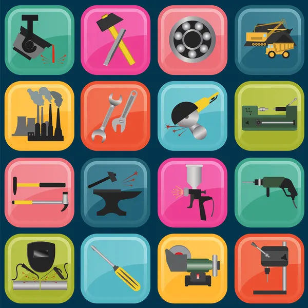 Set of metal working tools icons — Stock Vector