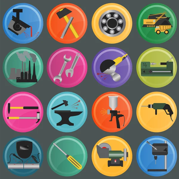 Conjunto de iconos de herramientas de trabajo de metal — Vector de stock