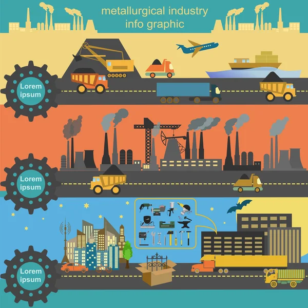 Conjunto de iconos de metalurgia, herramientas de trabajo de metal — Archivo Imágenes Vectoriales