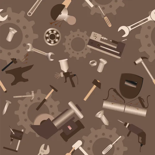 Metal work tools background. Seamless, pattern — Stock Vector