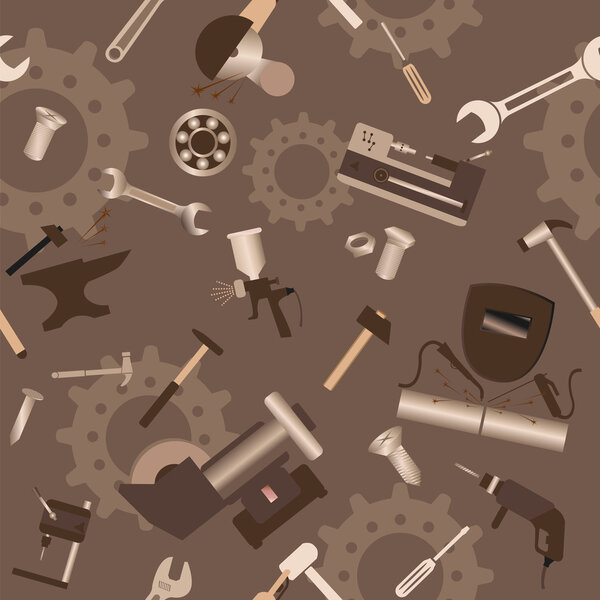 Metal work tools background. Seamless, pattern