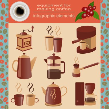 kahve, set infographics öğeleri yapmak için donatım