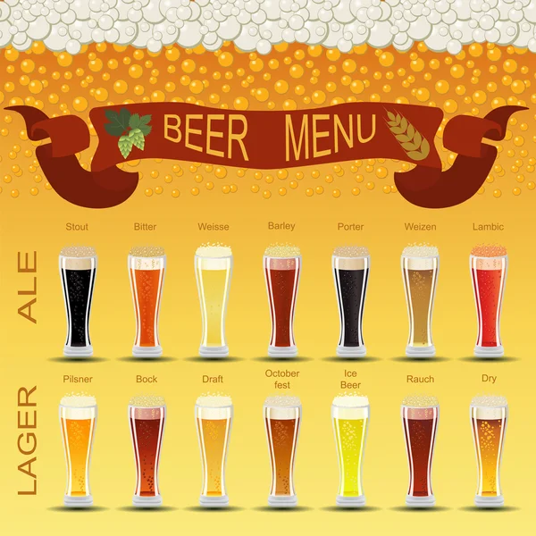 Set menu birra, creando la propria infografica — Vettoriale Stock