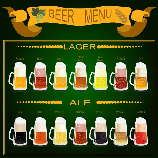 Beer menu set, creating your own infographics — Stock Vector