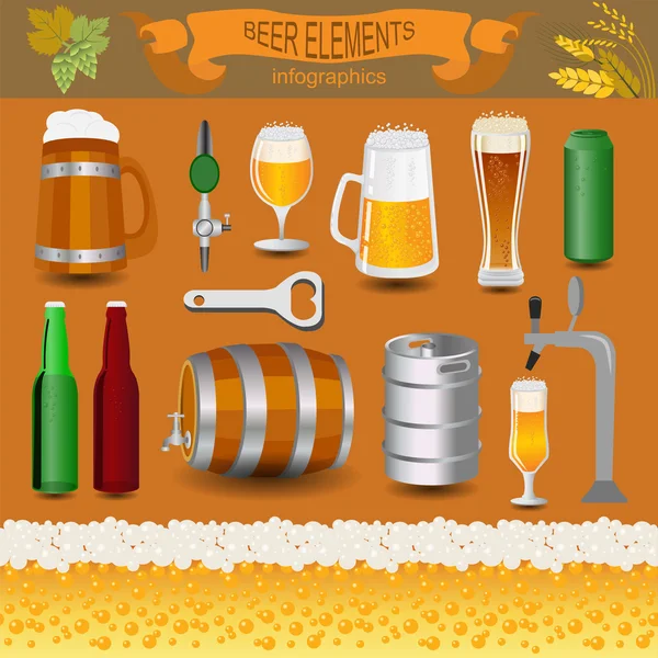 Beer infographics, set elements, for creating your own infograph — Stock Vector