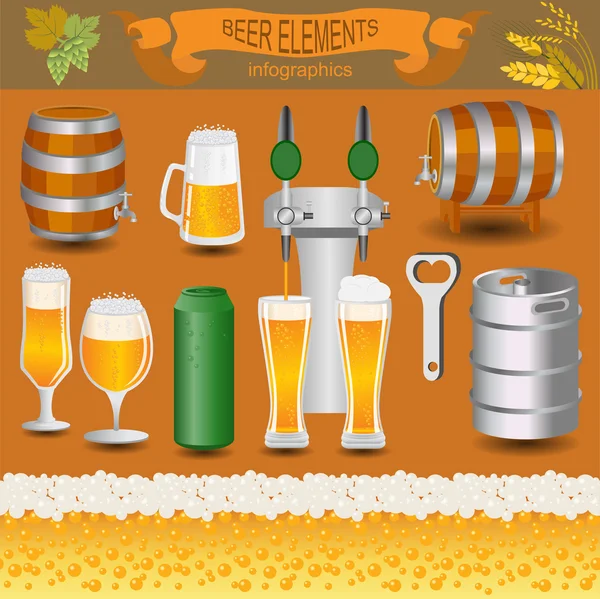 Beer infographics, set elements, for creating your own infograph — Stock Vector