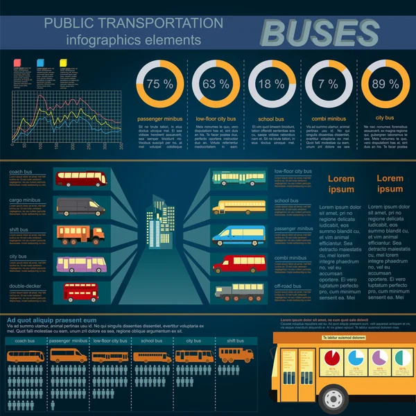 Transporte público ingográfico. Autocarros . —  Vetores de Stock