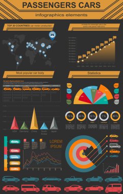 binek otomobil, ulaşım infographics